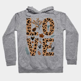 Cute Fall Love Autumn Leaves Leopard Hoodie